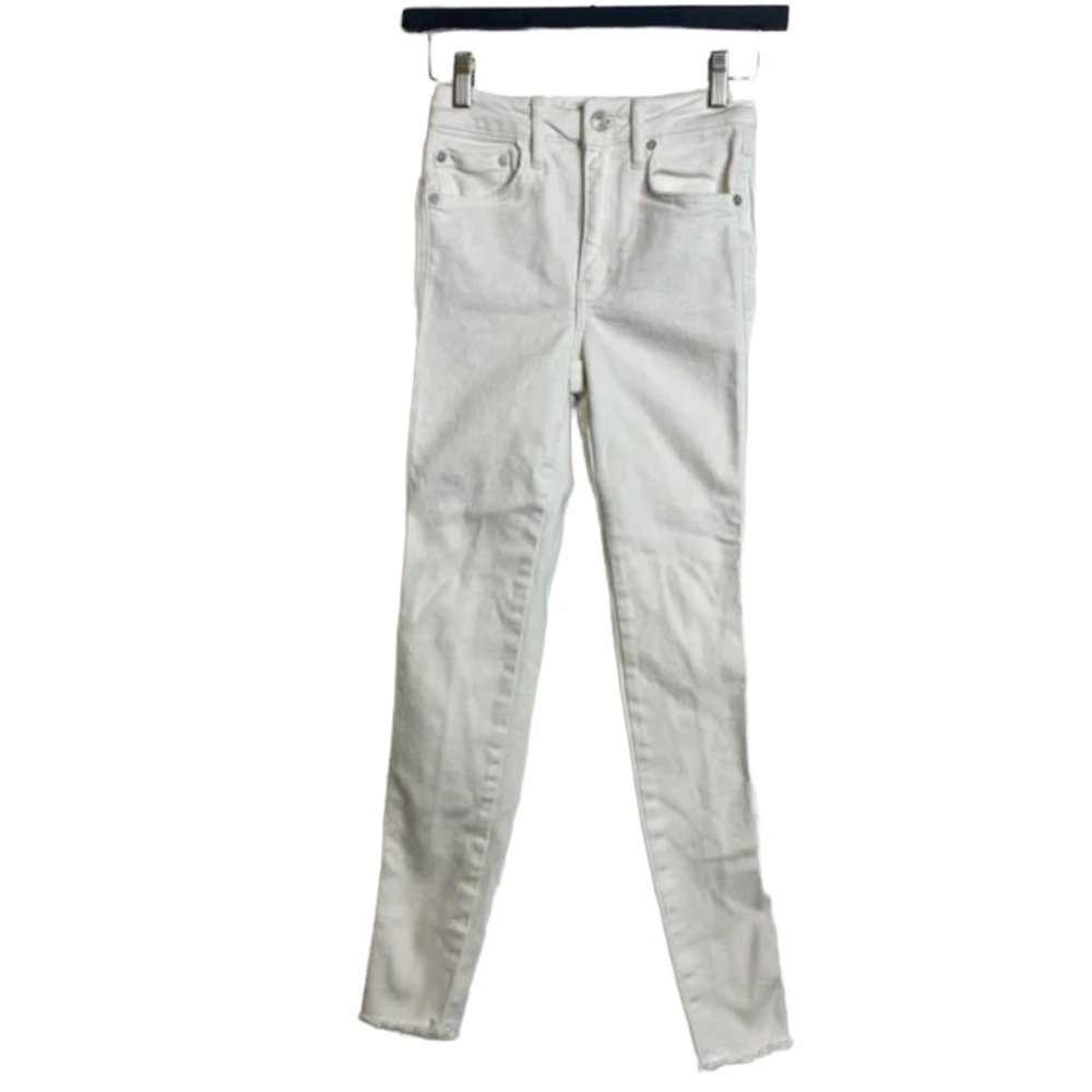 We The Free White Denim High Waist Raw Hem Skinny Jeans Size 24
